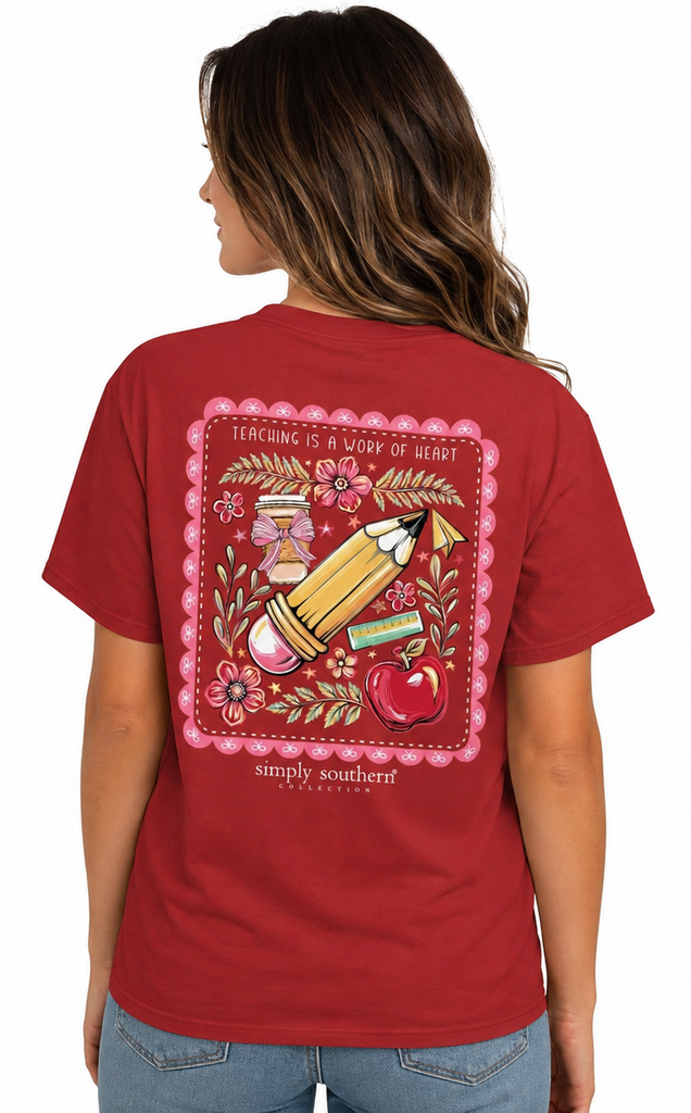 Teaching is a Work of Heart - Teacher - F26 - SS - Adult T-Shirt