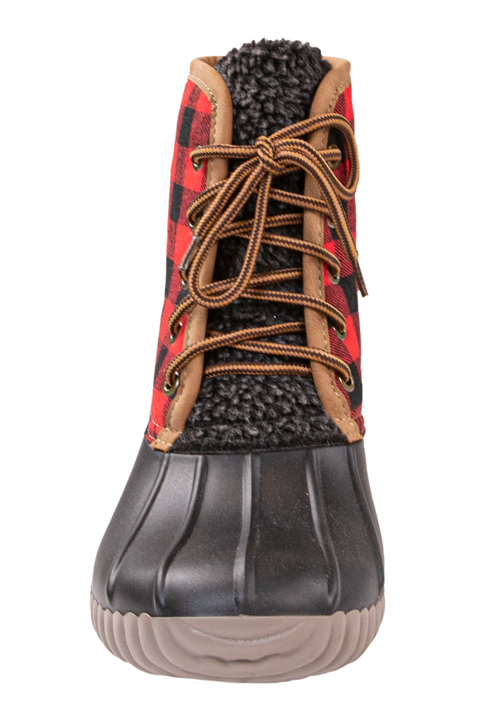 Rain Boots Lace Up - Plaid Red - F21 - Simply Southern
