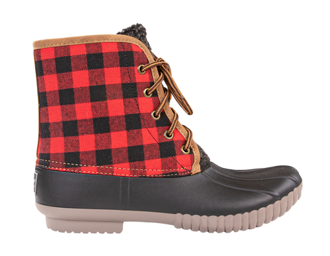 Rain Boots Lace Up - Plaid Red - F21 - Simply Southern