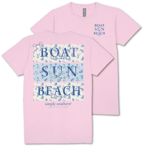 Boat Waves - Sun Rays - Beach Days - SS - S25 - Adult T-Shirt