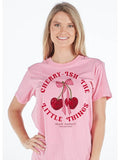 Cherry-ish The Little Things - Cherries - Pink Bow - S25 - SS - Adult T-Shirt