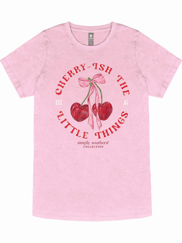 Cherry-ish The Little Things - Cherries - Pink Bow - S25 - SS - Adult T-Shirt