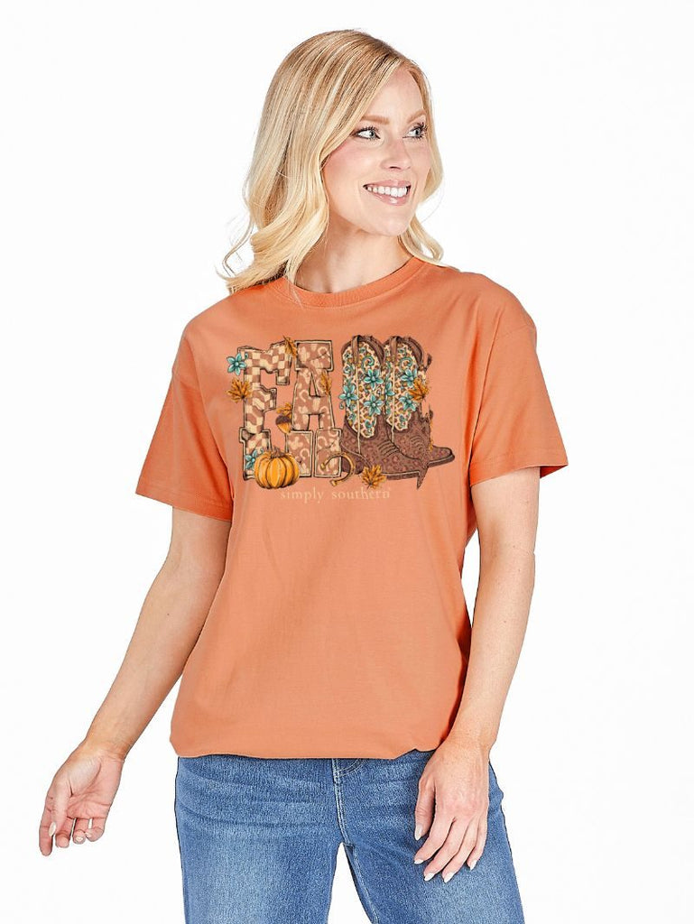 Fall - Cowboy Boots - Pumpkin - F26 - SS - Adult T-Shirt
