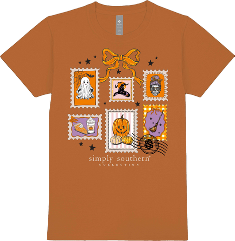 Fall Stamps - Halloween - Ghost - Witch Hat - Pumpkin - Latte - Bow - F25 - SS - YOUTH T-Shirt