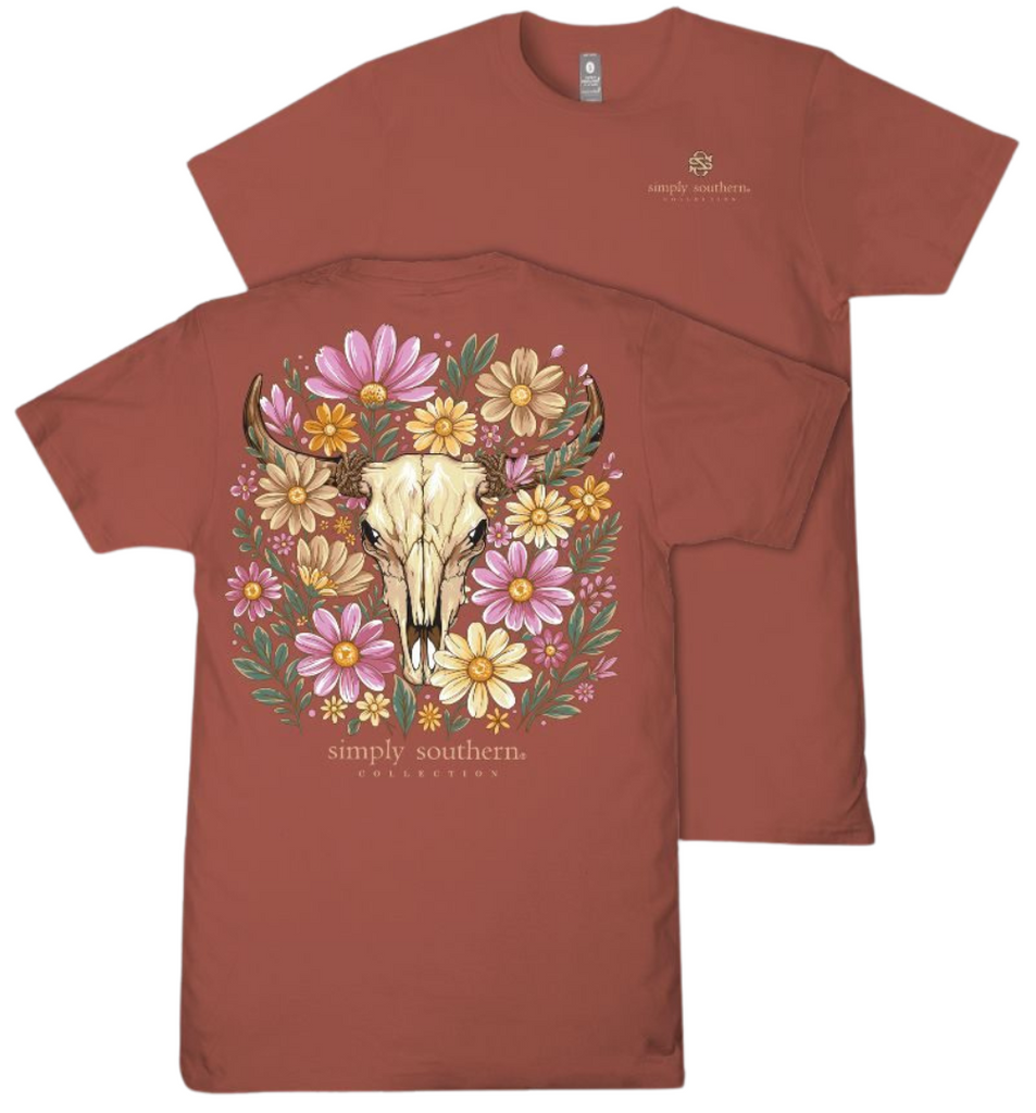 Floral - Rustic Cow Skull - F26 - SS - YOUTH T-Shirt