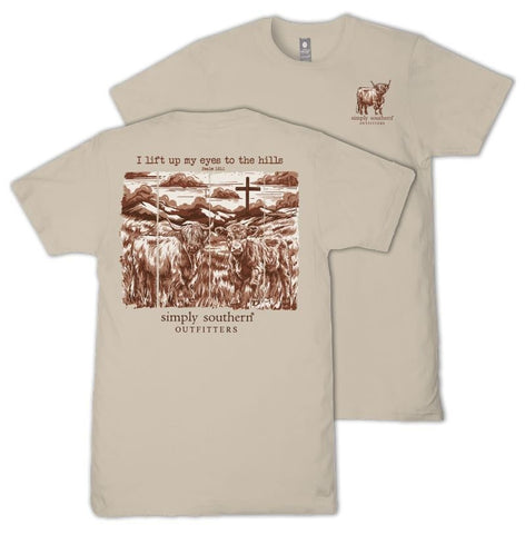I Lift Up My Eyes To The Hills - Cross - Highlander - S26 - SS - Adult T-Shirt