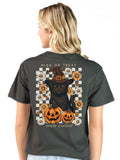 Hiss Or Treat - Black Cat - Pumpkins - Floral - F26 - SS - Adult T-Shirt