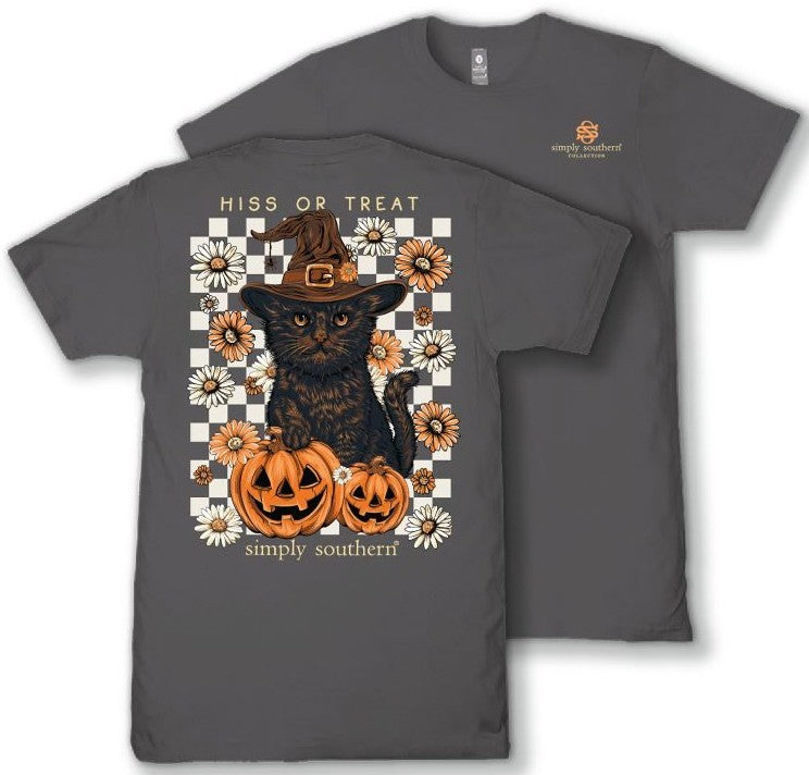 Hiss Or Treat - Black Cat - Pumpkins - Floral - S26 - SS - YOUTH T-Shirt