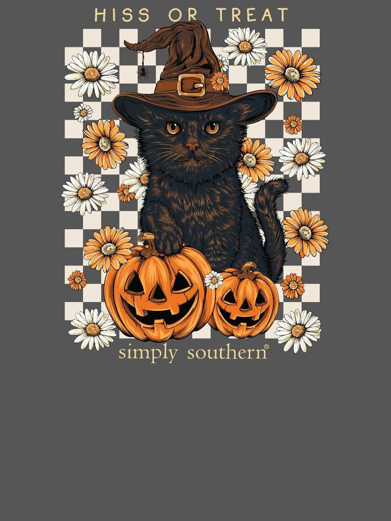 Hiss Or Treat - Black Cat - Pumpkins - Floral - S26 - SS - YOUTH T-Shirt