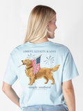 Liberty, Loyalty & Love - USA - Golden Retriever - Patriotic - S26 - SS - Adult T-Shirt