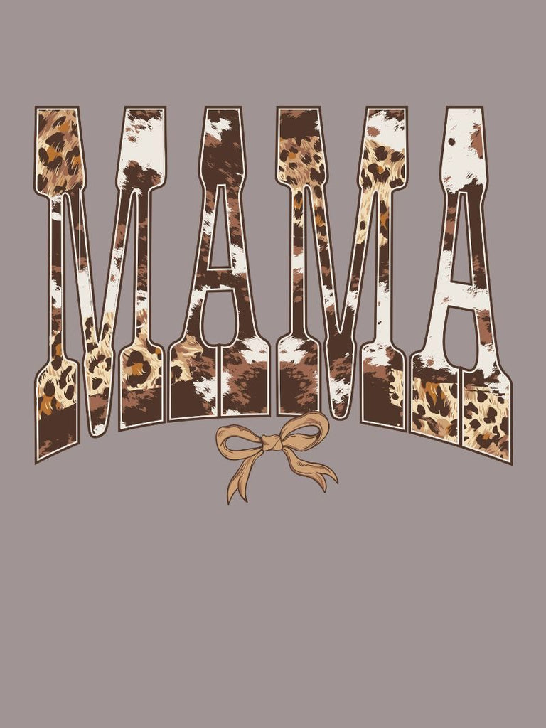 Mama - Cow Hide - Bow - S26 - SS - Adult T-Shirt