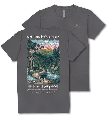 God Turns Broken Pieces Into Masterpieces - Mountains - Sunrise - Butterflies - SS - F25 - Adult T-Shirt