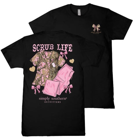 Scrub Life - Camo - Pink Bows - S26 - SS - Adult T-Shirt