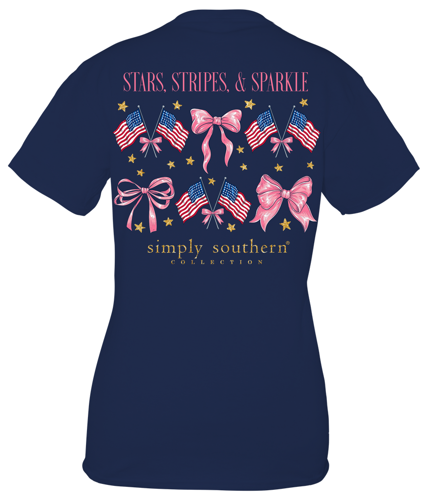 Stars, Stripes & Sparkles - Flags & Bows - SS - S24 - Adult T-Shirt
