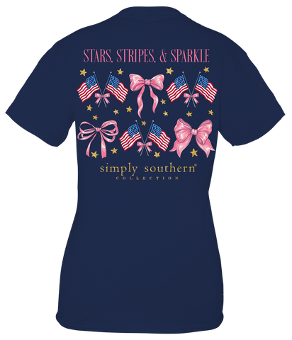 Stars, Stripes & Sparkles - Flags & Bows - SS - S24 - Adult T-Shirt