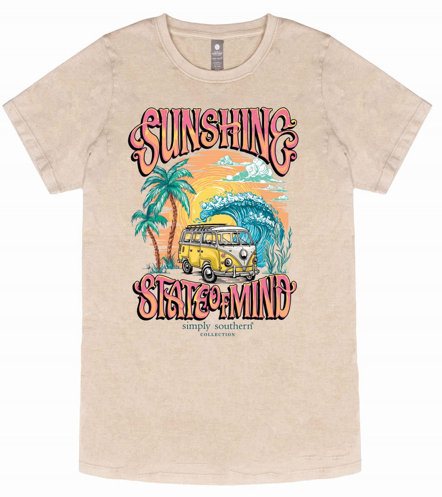 Sunshine State of Mind - Vintage Van - Beach - Palm Trees - S25 - SS - Adult T-Shirt