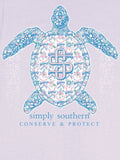 Turtle T-Shirt, Floral Pattern Design, Conserve & Protect, Lilac - S25 - SS - Adult T-Shirt