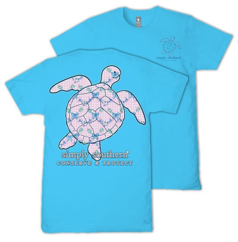 Blue Bows - Floral - Turtle - Conserve & Protect - S26 - SS - Adult T-Shirt