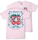 USA Cherries - Patriotic Flag Bow - Floral - S26 - SS - Adult T-Shirt