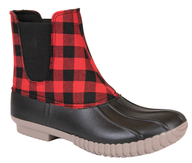 Rain Boots Slip On - Buffalo Plaid Red - F21 - Simply Southern