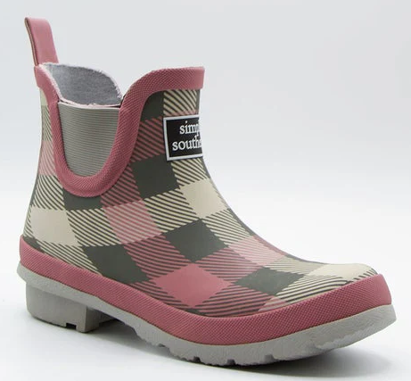 Rain Boots Slip On - Buffalo Grey/Pink - F21 - Simply Southern
