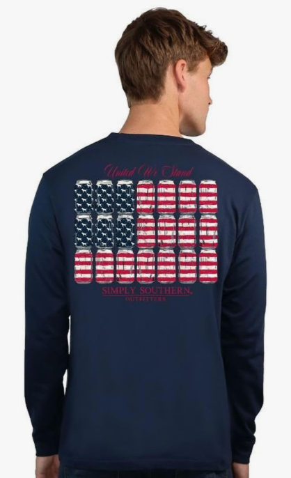 United We Stand - American Flag - Cans - SS - Adult Long Sleeve