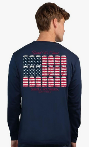 United We Stand - American Flag - Cans - SS - Adult Long Sleeve
