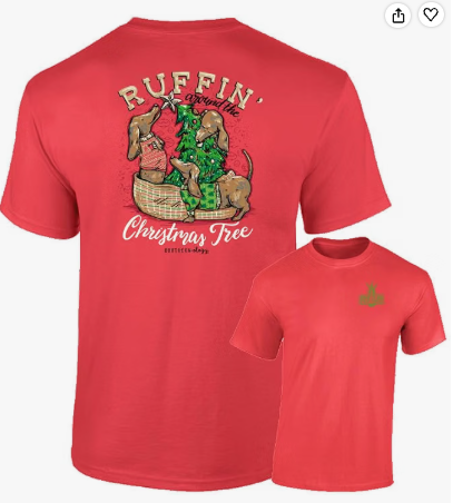 Ruffin Around The Christmas Tree - Dachshund Dogs - Adult T-Shirt - Southernology