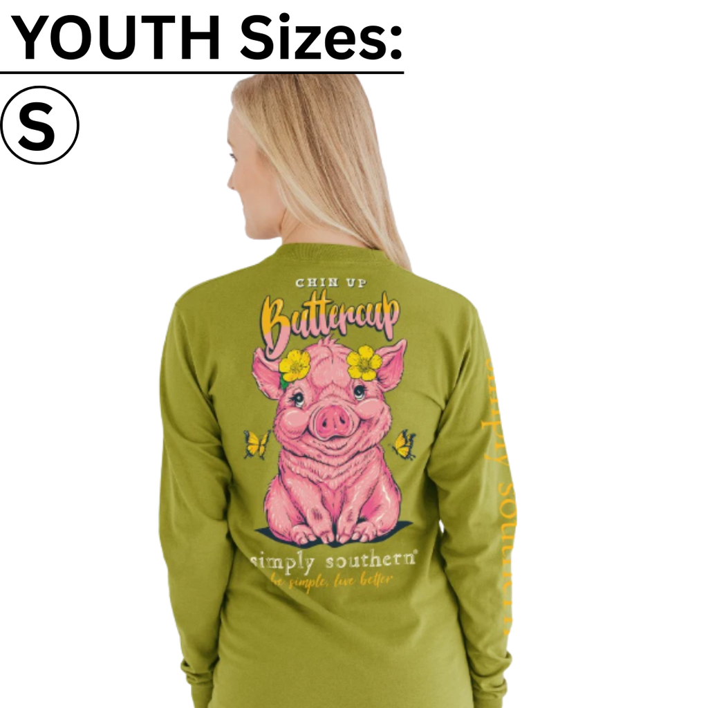 Chin Up Buttercup - Pig - SS - F21 - YOUTH Long Sleeve