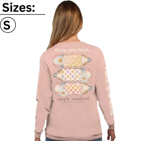 Peace, Love, Teach - Teacher - Pencil - SS - F23 - Adult Long Sleeve