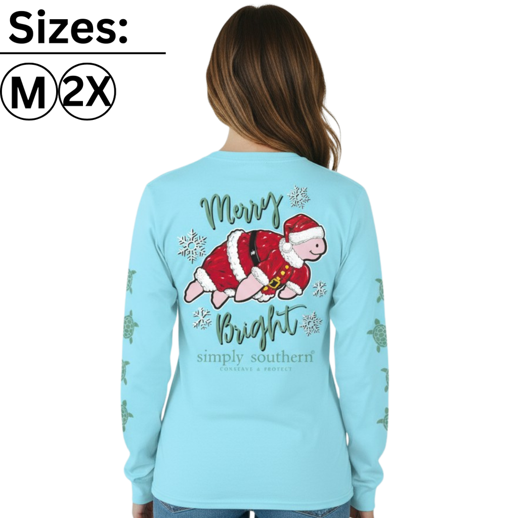 Turtle Santa - Merry Bright - Track Turtle - SS - F23 - Adult Long Sleeve