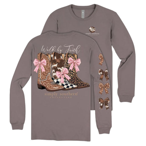 Walk By Faith - Boots & Bows - SS - F26 - YOUTH Long Sleeve