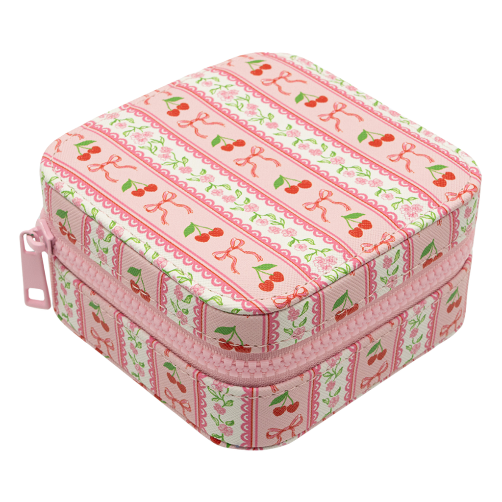 Jewelry Box with Interior Mirror - Zippered Compartment - S26 - Simply Southern