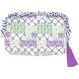 Quilted Cosmetic Bag With Ruffle - Travel Case - Makeup - S26 - Simply Southern