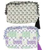 Quilted Cosmetic Bag With Ruffle - Travel Case - Makeup - S26 - Simply Southern