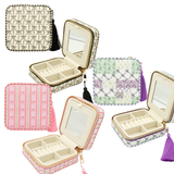 Tassel Travel Jewelry Case - Portable Jewelry Organizer with Mirror and Compartments - S26 - Simply Southern