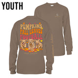 Pumpkins Fall Leaves Football - Dogs - SS - F23 - YOUTH Long Sleeve