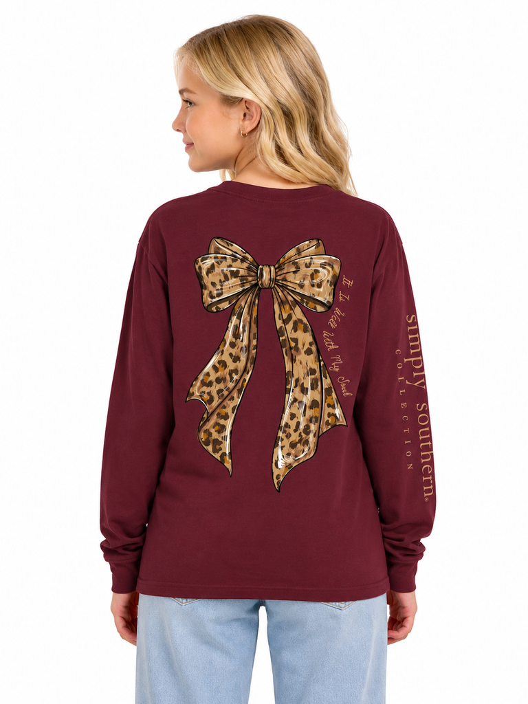 It Is All Well With My Soul - Leopard Bow - SS - F26 - YOUTH Long Sleeve