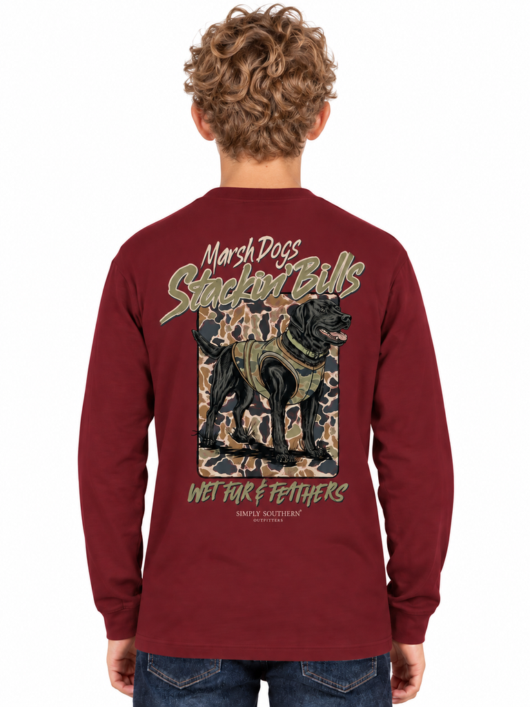 Camo Dogs Stackin' Bills - SS - F26 - YOUTH Long Sleeve