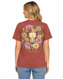 Floral - Rustic Cow Skull - F26 - SS - YOUTH T-Shirt