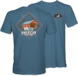 Country Bridge - Barn - American Flag - AT - Adult T-Shirt