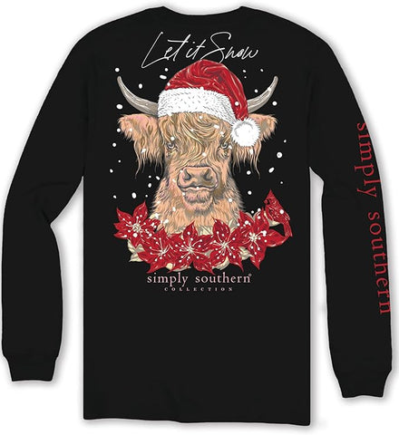 Let It Snow - Highlander - Poinsettias Christmas - SS - F24 - Adult Long Sleeve
