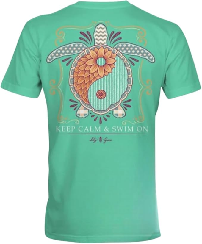 Yin Yang - Keep Calm & Swim On Sea Turtle - Adult T-Shirt - Lily Grace