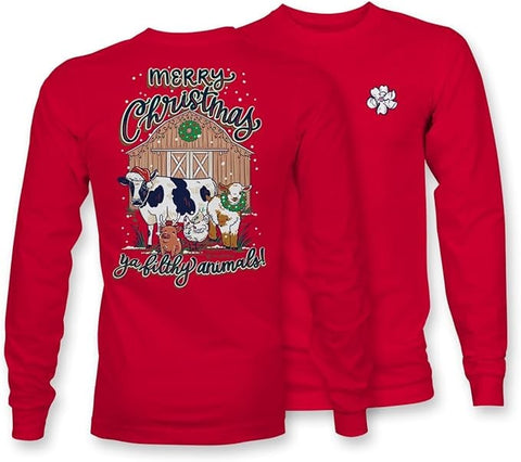 Merry Christmas Ya Filthy Animals - Barn - Farm - Adult Long Sleeve - Itsa Girl Thing