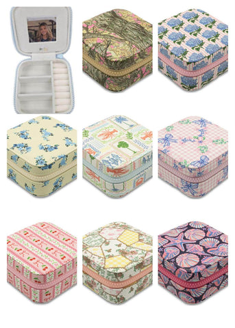 Jewelry Box with Interior Mirror - Zippered Compartment - S26 - Simply Southern
