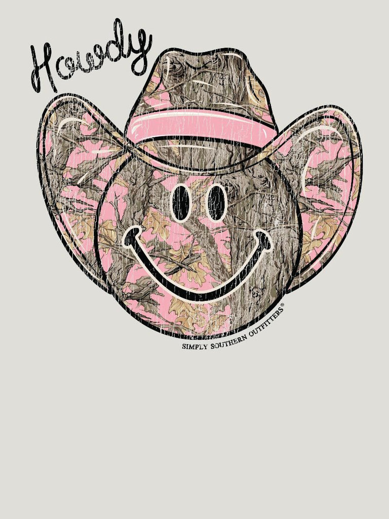 Howdy - Smiley Face - Pink Camo - Crew Neck Sweatshirt - SS - F25 - YOUTH Crew