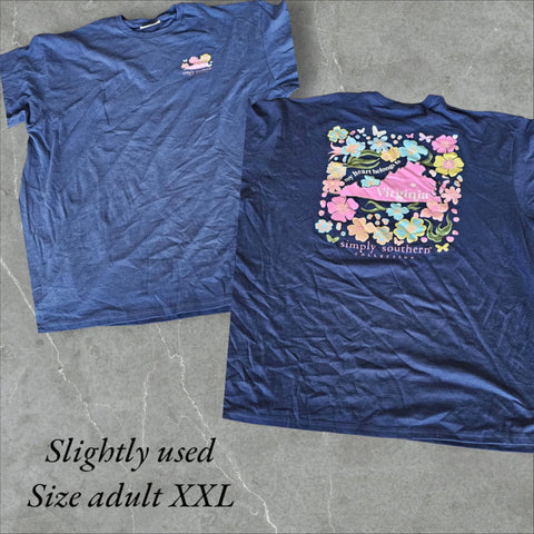 Simply Southern - Short Sleeve Shirt - State of Virgina - Slightly Used-Adult Size 2XLarge (M21)