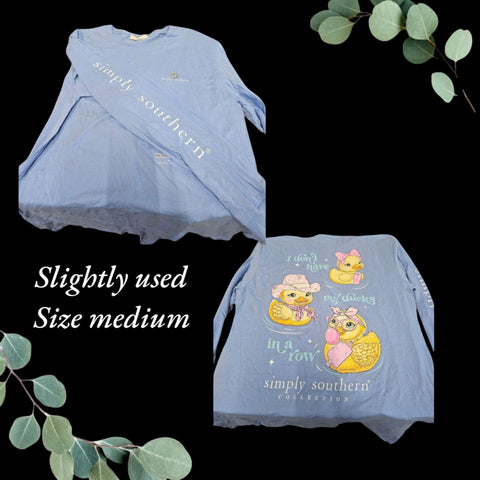 Simply Southern - Long Sleeve Shirt - All my Ducks - Slightly Used-Adult Size Med (M1)