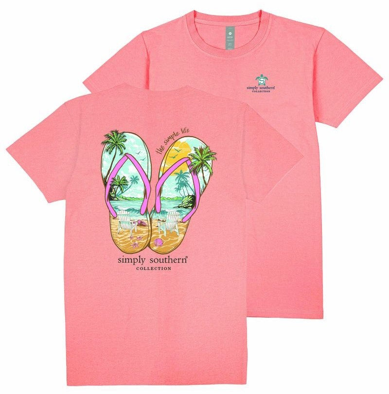The Simple Life - Beach - Flip Flops - Sandals - SS - S25 - Adult T-Shirt
