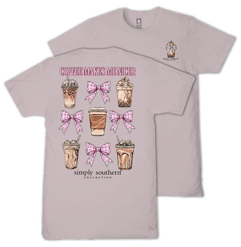 Coffee Makes Me Nicer - Bows - S26 - SS - Adult T-Shirt
